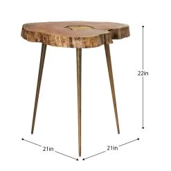 Petra Acacia Wood Molten Brass Inlay Side Table - Natural -Chic Furniture Shop 26337 z 4 lg