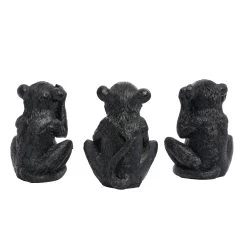 See Hear Speak No Evil 3 Piece Black Resin Monkey Decor Figure Set -Chic Furniture Shop 26343 z 2 lg