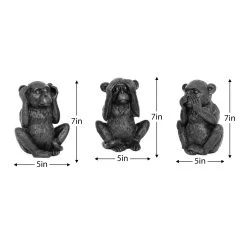 See Hear Speak No Evil 3 Piece Black Resin Monkey Decor Figure Set -Chic Furniture Shop 26343 z 3 lg