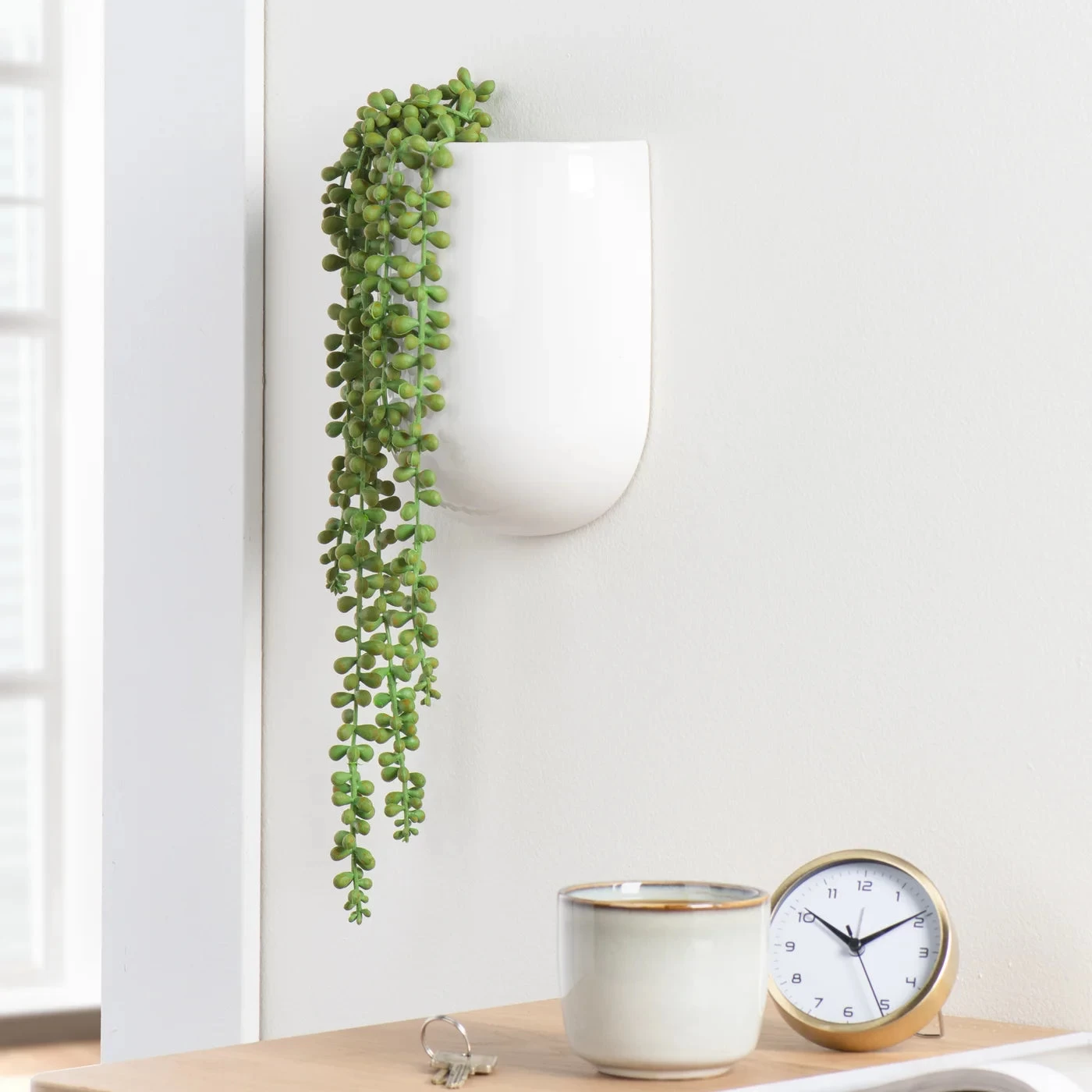 Centra Ceramic 6 X 3 X 7.5h" Wall Vase Planter - Tall White 4 Centra Ceramic 6 X 3 X 7.5h" Wall Vase Planter - Tall White - Image 2