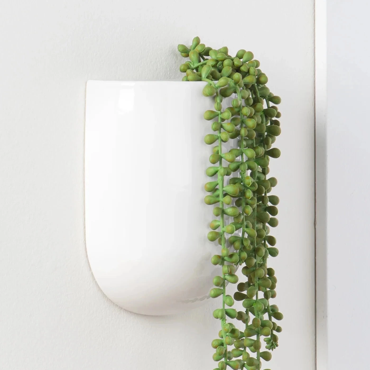 Centra Ceramic 6 X 3 X 7.5h" Wall Vase Planter - Tall White 3 Centra Ceramic 6 X 3 X 7.5h" Wall Vase Planter - Tall White