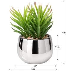 Silver Ball Potted Faux Succulent - Spike -Chic Furniture Shop 26467 z 3 lg