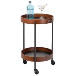 Brito Round 2 Tier Walnut / Black Rolling Trolley 11 Brito Round 2 Tier Walnut / Black Rolling Trolley -Chic Furniture Shop 26471 z 2 lg