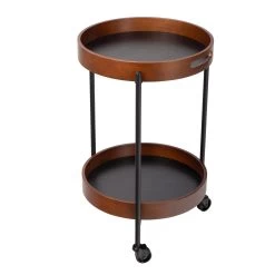 Brito Round 2 Tier Walnut / Black Rolling Trolley 12 Brito Round 2 Tier Walnut / Black Rolling Trolley -Chic Furniture Shop 26471 z 4 lg