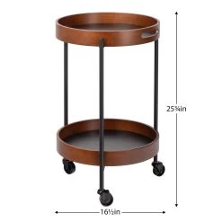 Brito Round 2 Tier Walnut / Black Rolling Trolley 10 Brito Round 2 Tier Walnut / Black Rolling Trolley -Chic Furniture Shop 26471 z 5 lg