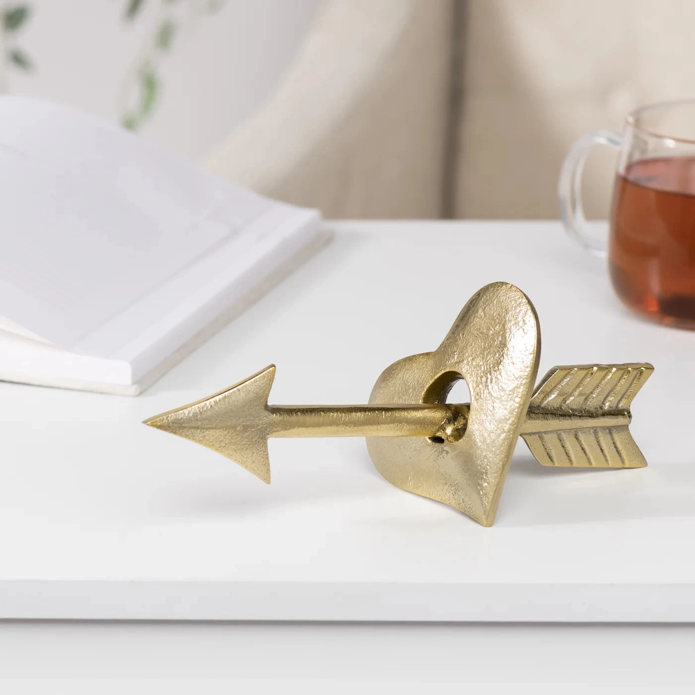 Cupid's Arrow 8" Length Aluminum Gold Heart Decor Sculpture 3 Cupid's Arrow 8" Length Aluminum Gold Heart Decor Sculpture