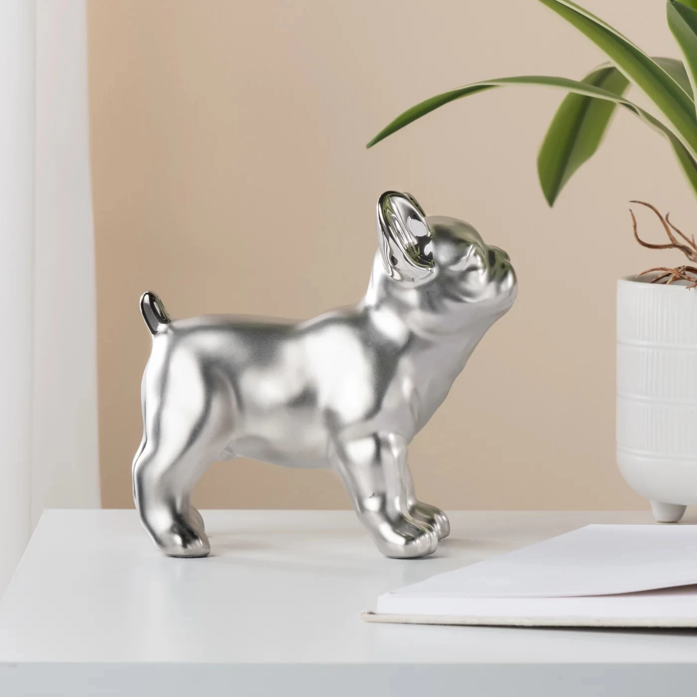 Bulldog Standing 6h" Ceramic Decor Sculpture- Silver 6 Bulldog Standing 6h" Ceramic Decor Sculpture- Silver - Image 4
