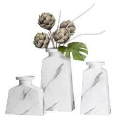 Aris Marble Ceramic 9.25h" Wide Tapered Urn Vase -Chic Furniture Shop 26584 z 6 lg