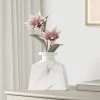 Aris Marble Ceramic 9.25h" Wide Tapered Urn Vase 2 Aris Marble Ceramic 9.25h" Wide Tapered Urn Vase -Chic Furniture Shop 26584 z lg