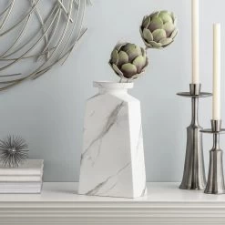 Aris Marble Ceramic 13h" Tapered Urn Vase -Chic Furniture Shop 26585 z 8 lg