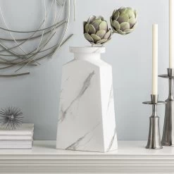 Aris Marble Ceramic 16h" Tapered Urn Vase -Chic Furniture Shop 26586 z 7 lg