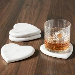 Marble Heart 4 Piece 4" Coaster Set