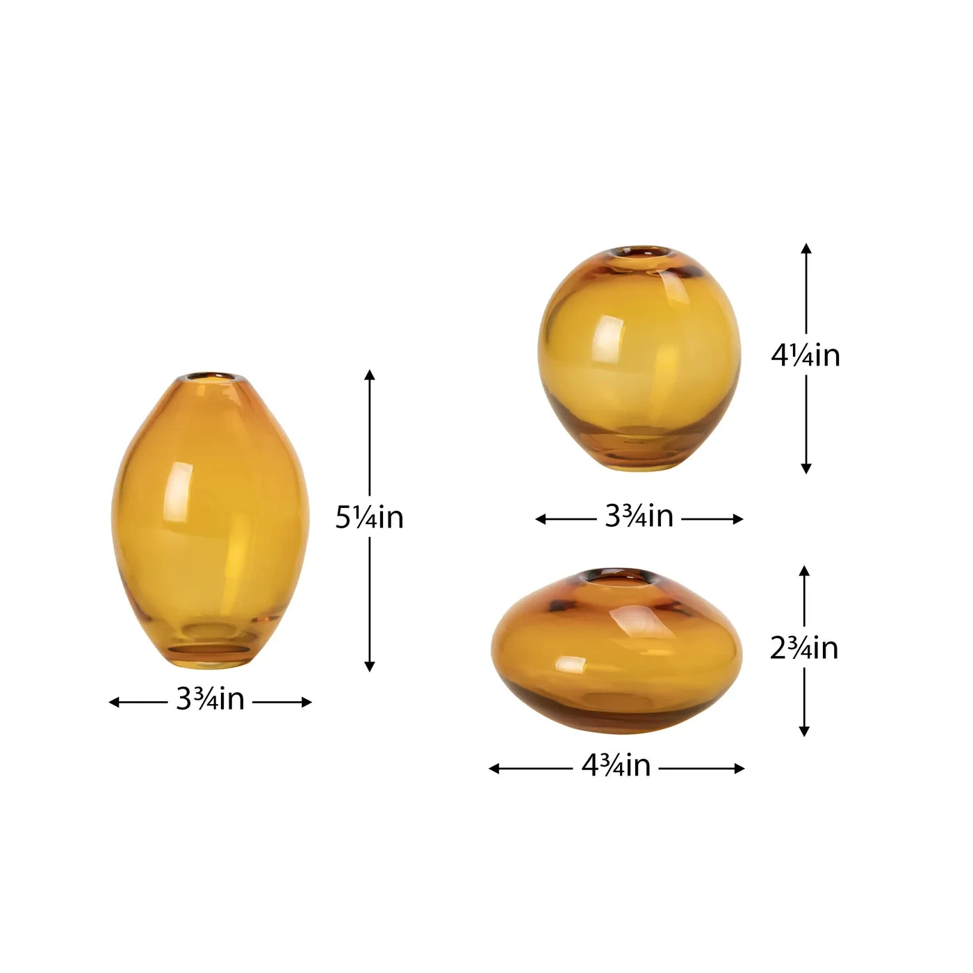 Mini Lustre Assorted 3 Piece Amber Glass Vase Set 6 Mini Lustre Assorted 3 Piece Amber Glass Vase Set - Image 4