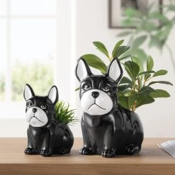 Barkley Bulldog 9.5h" Ceramic Drop Pot Planter -Chic Furniture Shop 26618 z 8 lg