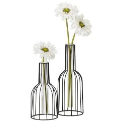 Wire Bottle Shape 10.5h" Pendant Hanging Tube Vase - Black -Chic Furniture Shop 26621 z 3 lg