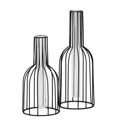 Wire Bottle Shape 10.5h" Pendant Hanging Tube Vase - Black -Chic Furniture Shop 26621 z 4 lg