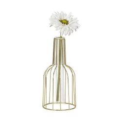 Wire Bottle Shape 8.5h" Pendant Hanging Tube Vase - Gold -Chic Furniture Shop 26622 z 2 lg