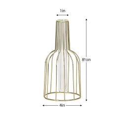 Wire Bottle Shape 8.5h" Pendant Hanging Tube Vase - Gold -Chic Furniture Shop 26622 z 5 lg