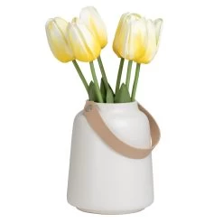 Lido Matte White Ceramic 6h" Tapered Vase With Faux Leather Handle 15 Lido Matte White Ceramic 6h" Tapered Vase With Faux Leather Handle -Chic Furniture Shop 26751 z 2 lg
