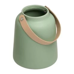 Lido Matte Green Ceramic 6h" Tapered Vase With Faux Leather Handle 15 Lido Matte Green Ceramic 6h" Tapered Vase With Faux Leather Handle -Chic Furniture Shop 26757 z 3 lg