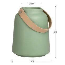 Lido Matte Green Ceramic 6h" Tapered Vase With Faux Leather Handle 13 Lido Matte Green Ceramic 6h" Tapered Vase With Faux Leather Handle -Chic Furniture Shop 26757 z 5 lg