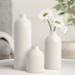 Komi 8h" Ceramic Bottle Vase - White -Chic Furniture Shop 26777 z 4 lg