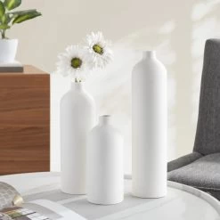 Komi 8h" Ceramic Bottle Vase - White -Chic Furniture Shop 26777 z 5 lg