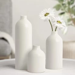 Komi 11h" Ceramic Bottle Vase - White -Chic Furniture Shop 26778 z 4 lg