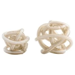 Orbit Glass Knot 3" Diameter Decor Ball - Gold Metallic White -Chic Furniture Shop 26880 z 2 lg