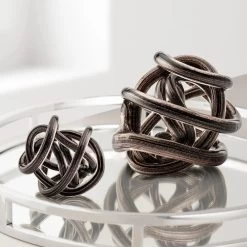 Orbit Glass Knot 3" Diameter Decor Ball - Gold Metallic Black -Chic Furniture Shop 26882 z 4 lg