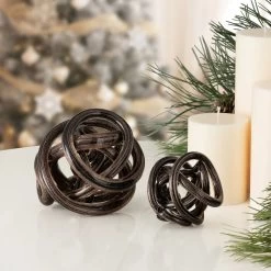 Orbit Glass Knot 4.5" Diameter Decor Ball - Gold Metallic Black -Chic Furniture Shop 26883 z 6 lg