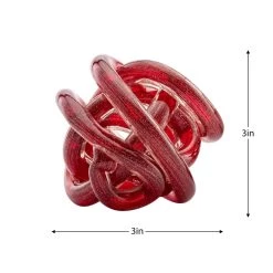 Orbit Glass Knot 3" Diameter Decor Ball - Gold Metallic Red -Chic Furniture Shop 26884 z 3 lg