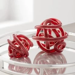 Orbit Glass Knot 3" Diameter Decor Ball - Gold Metallic Red -Chic Furniture Shop 26884 z 4 lg