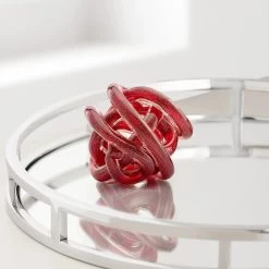 Orbit Glass Knot 3" Diameter Decor Ball - Gold Metallic Red