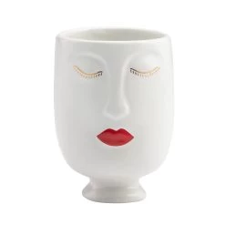 Chic Red Lips Lady 3dx4.5h" Ceramic Face Vase -Chic Furniture Shop 26908 z 1 lg