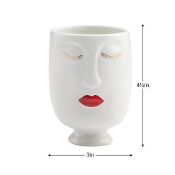 Chic Red Lips Lady 3dx4.5h" Ceramic Face Vase -Chic Furniture Shop 26908 z 4 lg