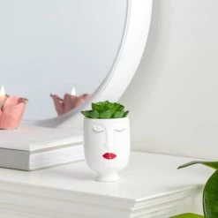 Chic Red Lips Lady 3dx4.5h" Ceramic Face Vase -Chic Furniture Shop 26908 z 6 lg