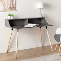 Deliah 29h" Desk With Storage Shelf - Grey -Chic Furniture Shop 26971 z lg