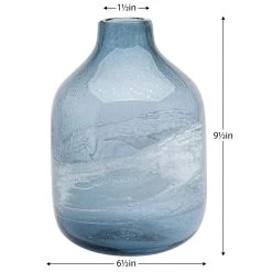 Milky Way 9.5h" Glass Vase - Blue -Chic Furniture Shop 26974 z 4 lg