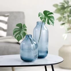 Milky Way 9.5h" Glass Vase - Blue -Chic Furniture Shop 26974 z 5 lg