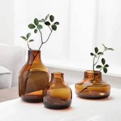 Beau Mini Bottle 4h" Wide Glass Vase - Brown -Chic Furniture Shop 27055 z 5 lg