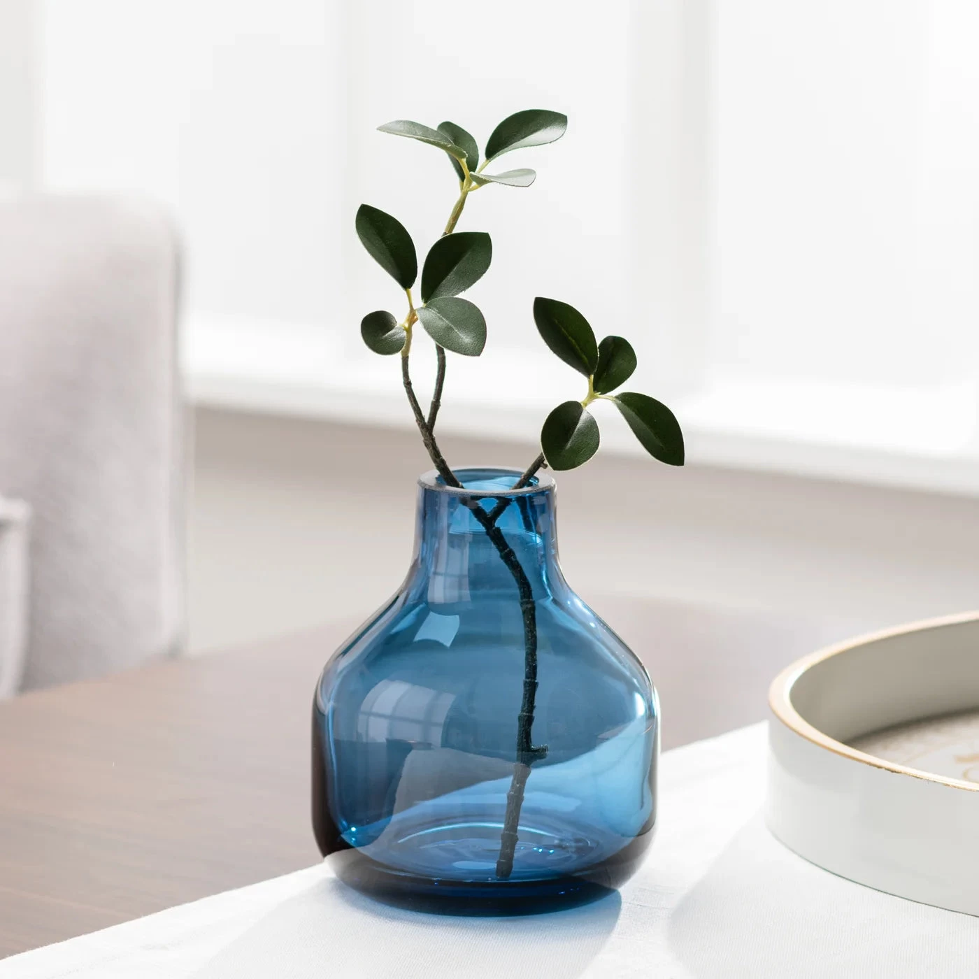 Beau Mini Bottle 5h" Glass Vase - Blue 3 Beau Mini Bottle 5h" Glass Vase - Blue