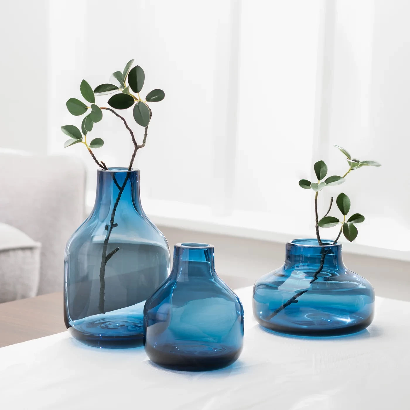 Beau Mini Bottle 8h" Glass Vase - Blue 5 Beau Mini Bottle 8h" Glass Vase - Blue - Image 3