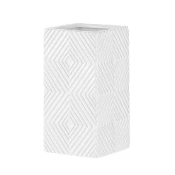 Radiance Ceramic Cube 7.75h" Vase - White -Chic Furniture Shop 27080 z 2 lg
