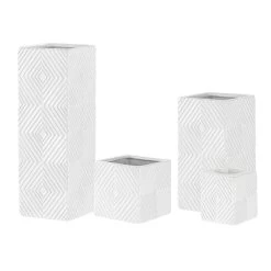 Radiance Ceramic Cube 11.75h" Vase - White -Chic Furniture Shop 27081 z 3 lg