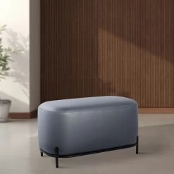 Pender Pin Leg Vegan Faux Leather Short Bench - Midnight Blue -Chic Furniture Shop 27101 z lg