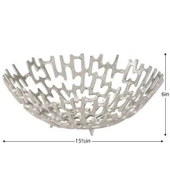 Cipher 15.5" Diameter Aluminum Decorative Bowl - Nickel -Chic Furniture Shop 27122 z 3 lg