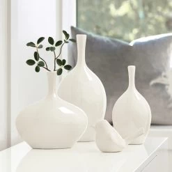 Lilo White Crackle Ceramic 8.75h" Vase 9 Lilo White Crackle Ceramic 8.75h" Vase -Chic Furniture Shop 27184 z 4 lg