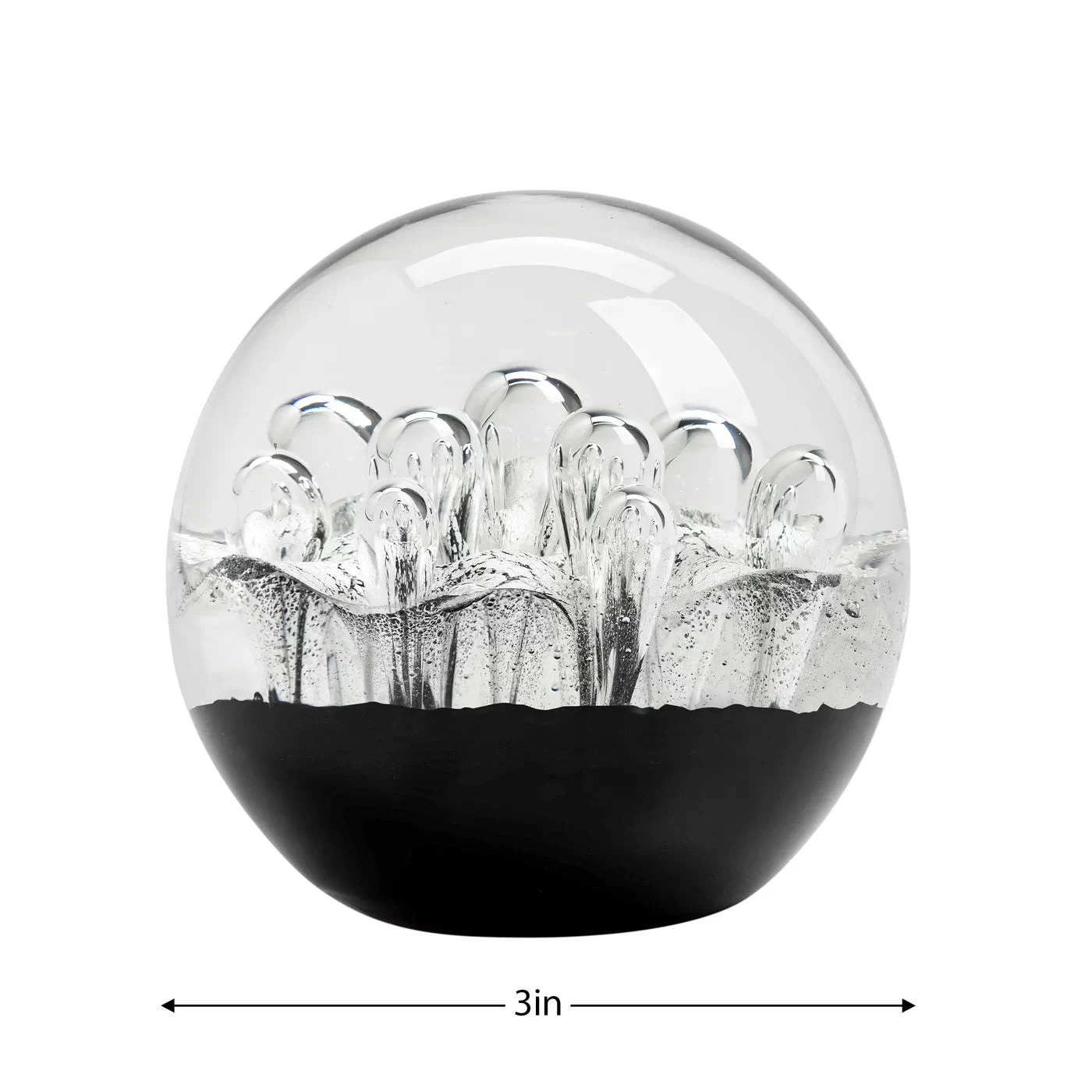 Black & White Bubble Glass Ball 3" Paperweight Decor 5 Black & White Bubble Glass Ball 3" Paperweight Decor - Image 3