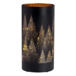 Silhouette Tree Design Black Glass 4x8" LED Hurricane Lamp -Chic Furniture Shop 27209 z 3 lg